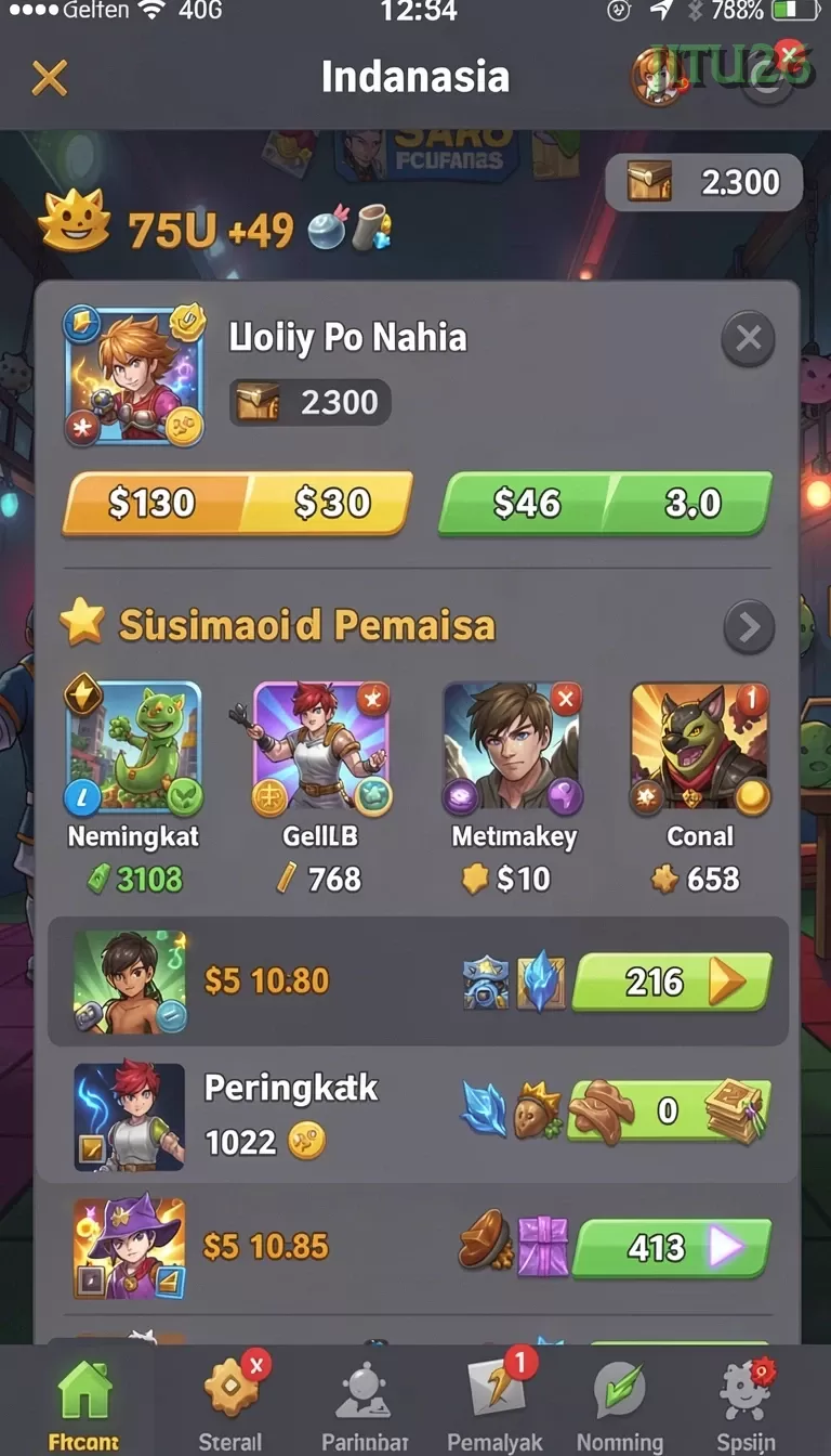Cuplikan layar DUIT188 — menu navigasi